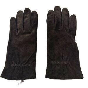 Fownes Suede Black Gloves Wrist Vintage XL Unisex Lined Classic